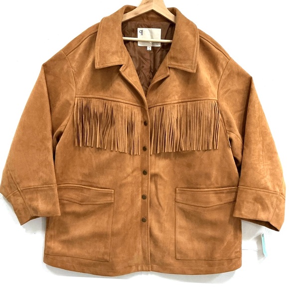 Pilcro Faux Suede Fringe Jacket size 2X - Picture 2 of 8